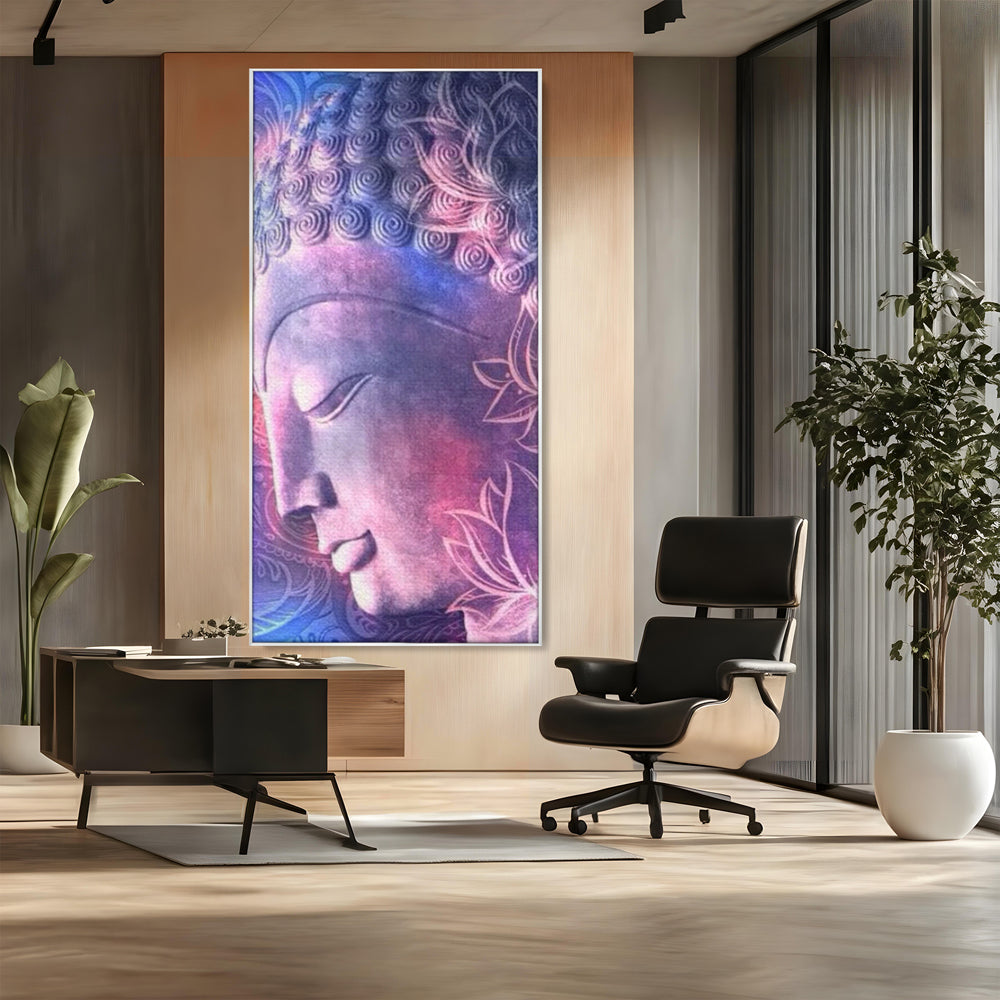 Tablou Canvas Premium, LuxCanva® I113, Buddha Cosmic, Meditatie, Zen, Profil, Lotus, Cosmos, Armonie, Spiritualitate, Relaxare, Energie, Univers