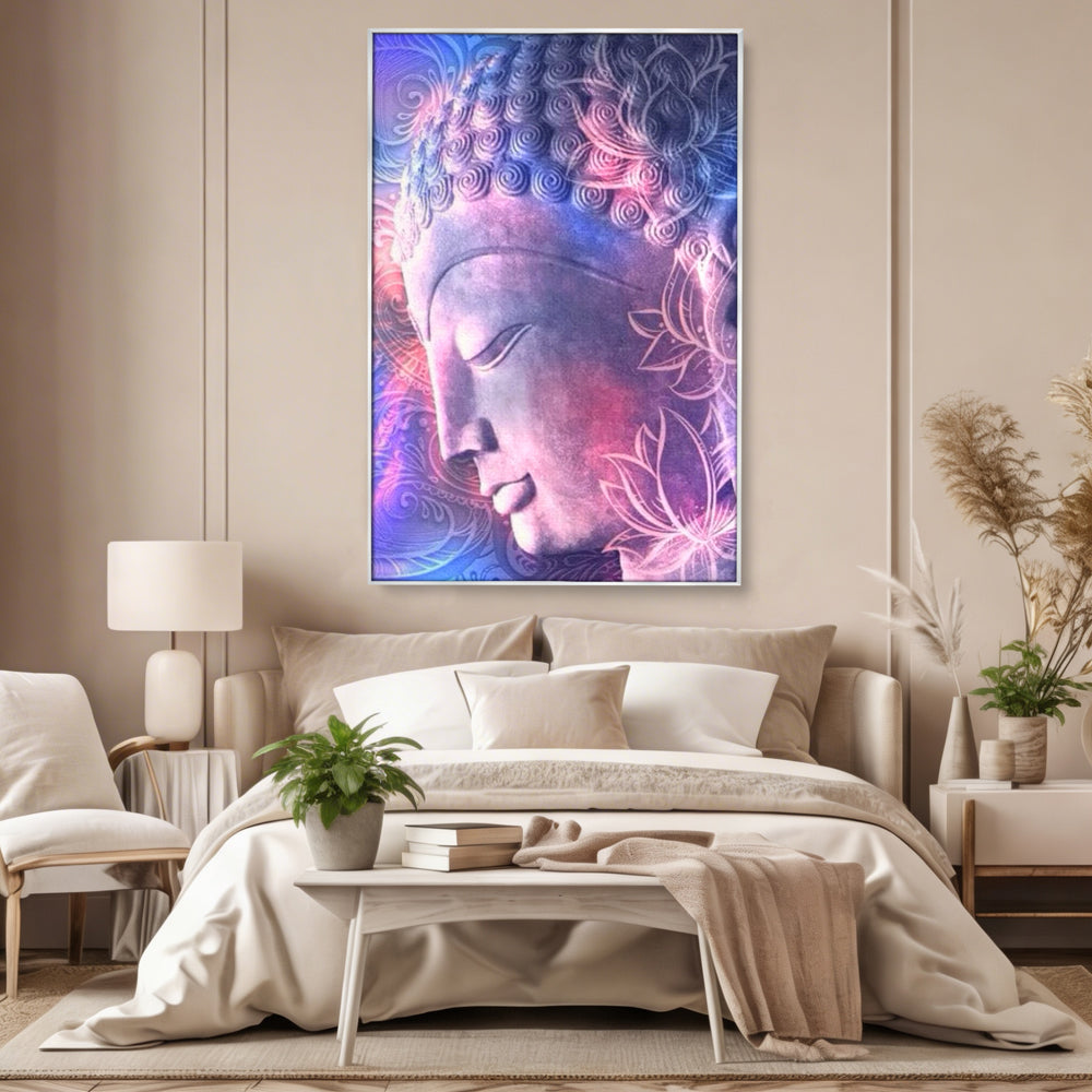 Tablou Canvas Premium, LuxCanva® I113, Buddha Cosmic, Meditatie, Zen, Profil, Lotus, Cosmos, Armonie, Spiritualitate, Relaxare, Energie, Univers