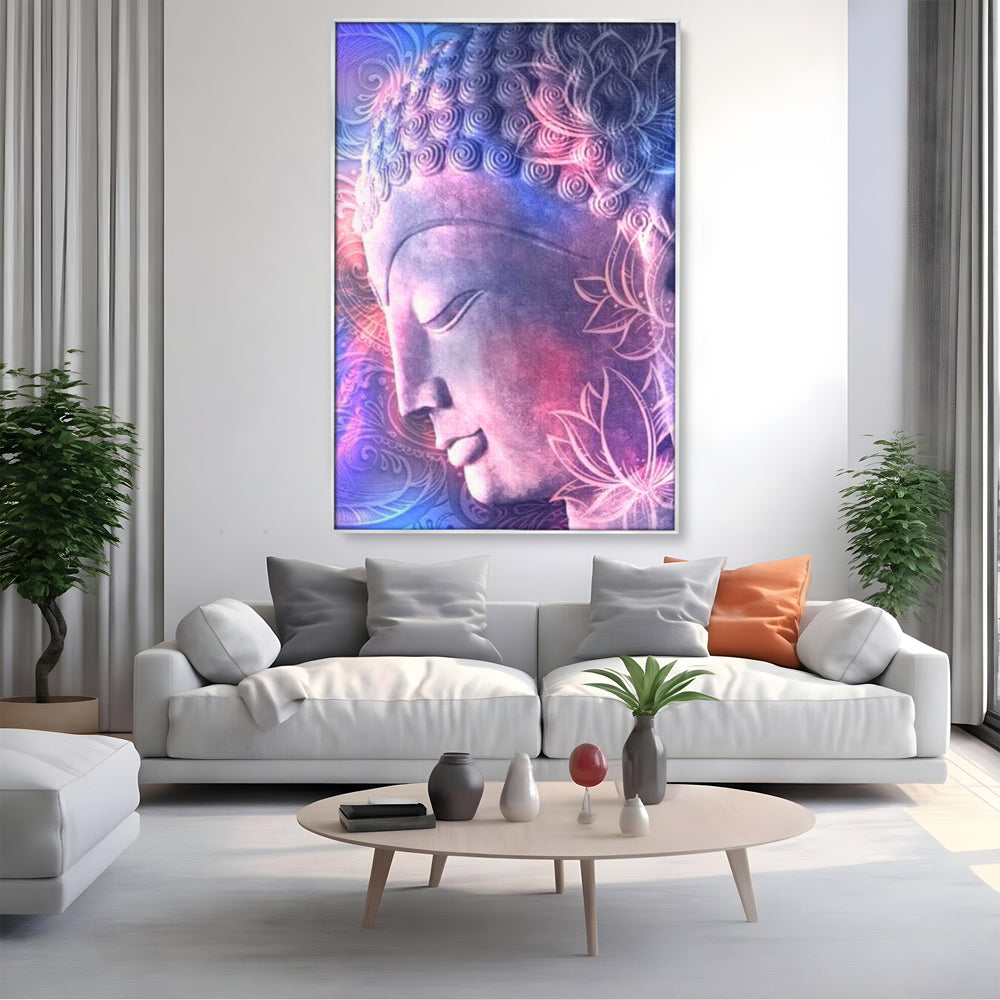 Tablou Canvas Premium, LuxCanva® I113, Buddha Cosmic, Meditatie, Zen, Profil, Lotus, Cosmos, Armonie, Spiritualitate, Relaxare, Energie, Univers