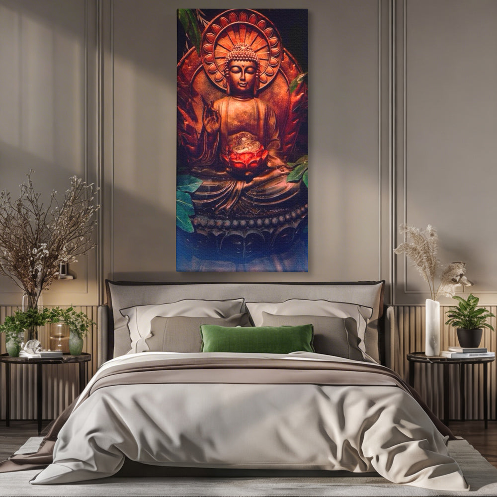 Leinwandbilder Premium LuxCanva® I114, Essenz der Meditation, Buddha, Zen, Erleuchtung, innerer Frieden, Spiritualität, Lotus, Meditation, Harmonie, Ruhe, Aura