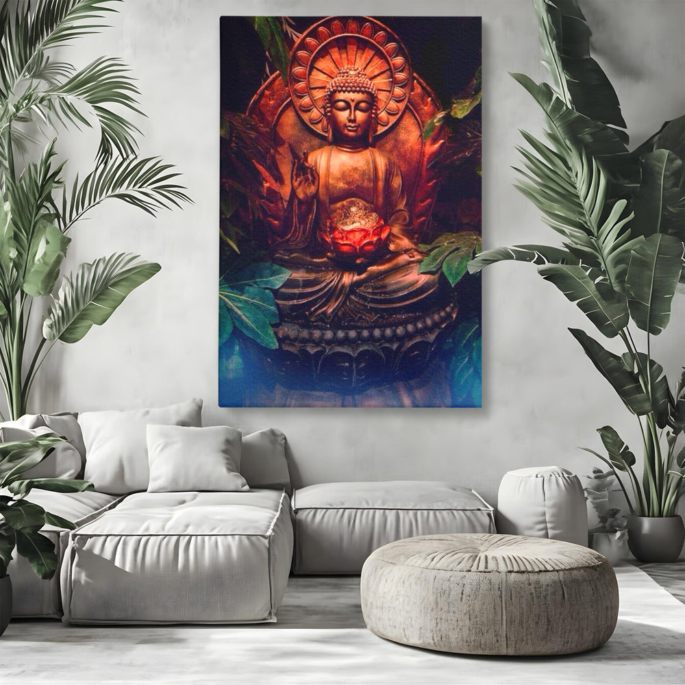 Leinwandbilder Premium LuxCanva® I114, Essenz der Meditation, Buddha, Zen, Erleuchtung, innerer Frieden, Spiritualität, Lotus, Meditation, Harmonie, Ruhe, Aura