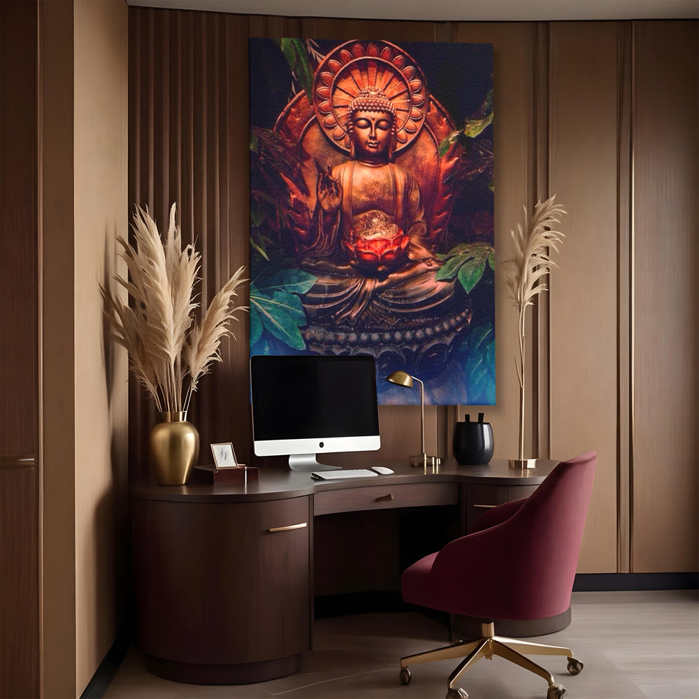 Leinwandbilder Premium LuxCanva® I114, Essenz der Meditation, Buddha, Zen, Erleuchtung, innerer Frieden, Spiritualität, Lotus, Meditation, Harmonie, Ruhe, Aura