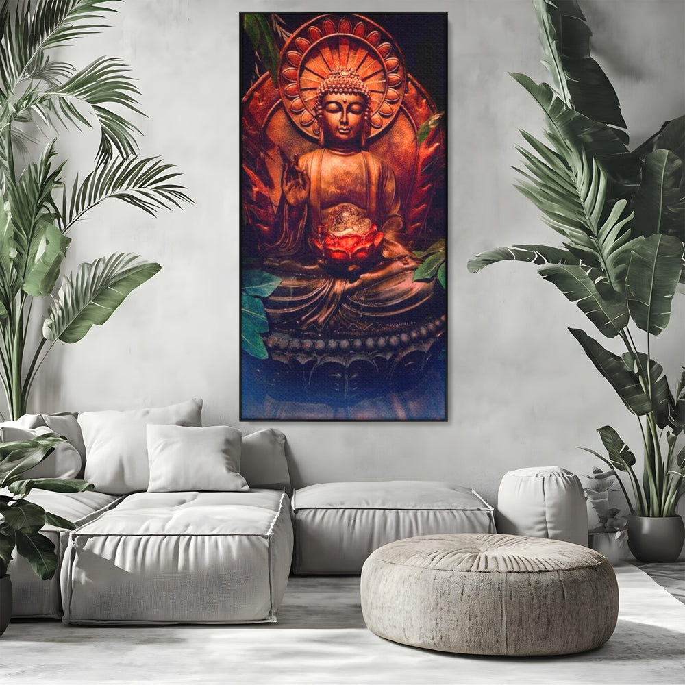 Leinwandbilder Premium LuxCanva® I114, Essenz der Meditation, Buddha, Zen, Erleuchtung, innerer Frieden, Spiritualität, Lotus, Meditation, Harmonie, Ruhe, Aura