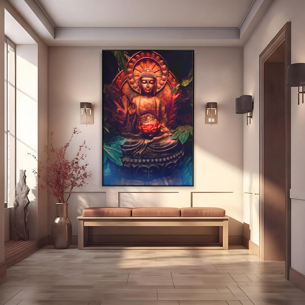 Leinwandbilder Premium LuxCanva® I114, Essenz der Meditation, Buddha, Zen, Erleuchtung, innerer Frieden, Spiritualität, Lotus, Meditation, Harmonie, Ruhe, Aura