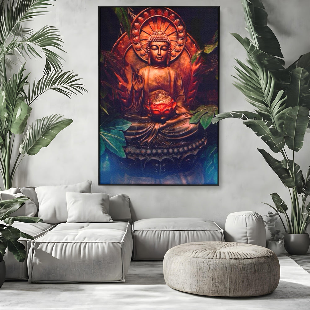 Leinwandbilder Premium LuxCanva® I114, Essenz der Meditation, Buddha, Zen, Erleuchtung, innerer Frieden, Spiritualität, Lotus, Meditation, Harmonie, Ruhe, Aura