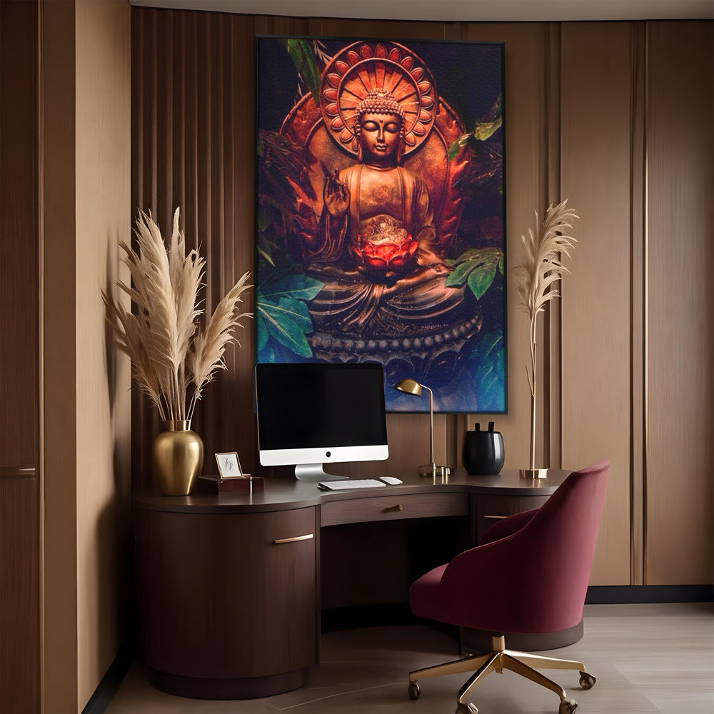 Leinwandbilder Premium LuxCanva® I114, Essenz der Meditation, Buddha, Zen, Erleuchtung, innerer Frieden, Spiritualität, Lotus, Meditation, Harmonie, Ruhe, Aura