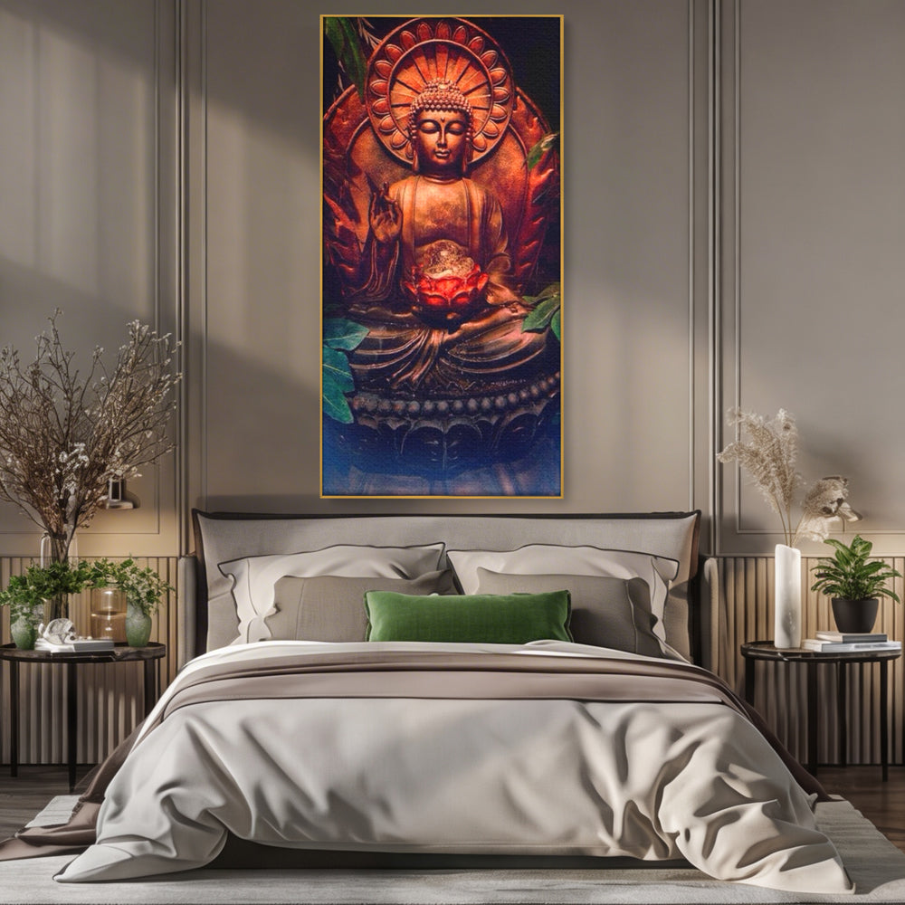 Leinwandbilder Premium LuxCanva® I114, Essenz der Meditation, Buddha, Zen, Erleuchtung, innerer Frieden, Spiritualität, Lotus, Meditation, Harmonie, Ruhe, Aura