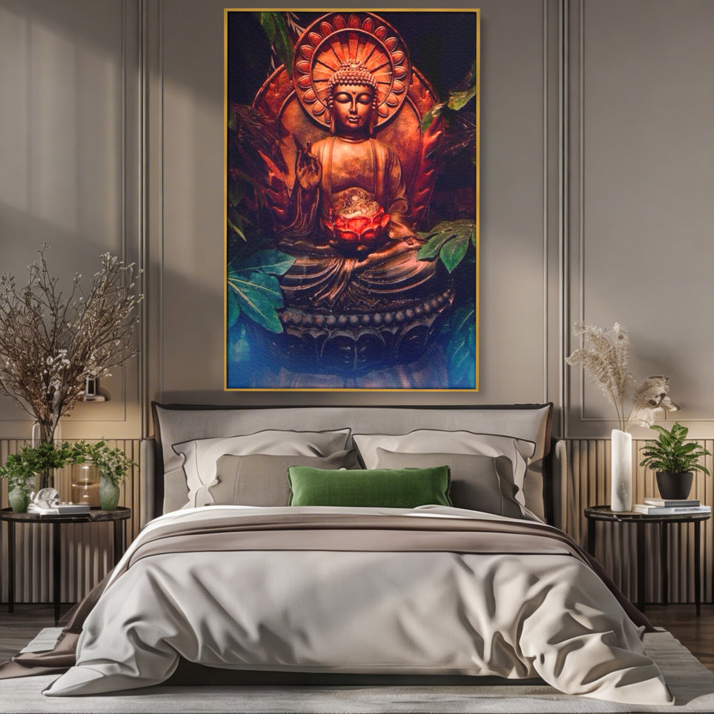Leinwandbilder Premium LuxCanva® I114, Essenz der Meditation, Buddha, Zen, Erleuchtung, innerer Frieden, Spiritualität, Lotus, Meditation, Harmonie, Ruhe, Aura