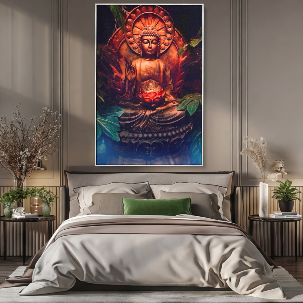 Leinwandbilder Premium LuxCanva® I114, Essenz der Meditation, Buddha, Zen, Erleuchtung, innerer Frieden, Spiritualität, Lotus, Meditation, Harmonie, Ruhe, Aura