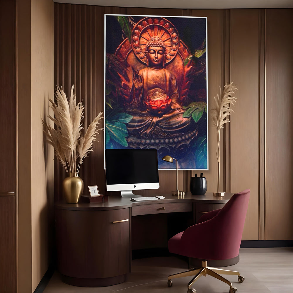 Leinwandbilder Premium LuxCanva® I114, Essenz der Meditation, Buddha, Zen, Erleuchtung, innerer Frieden, Spiritualität, Lotus, Meditation, Harmonie, Ruhe, Aura