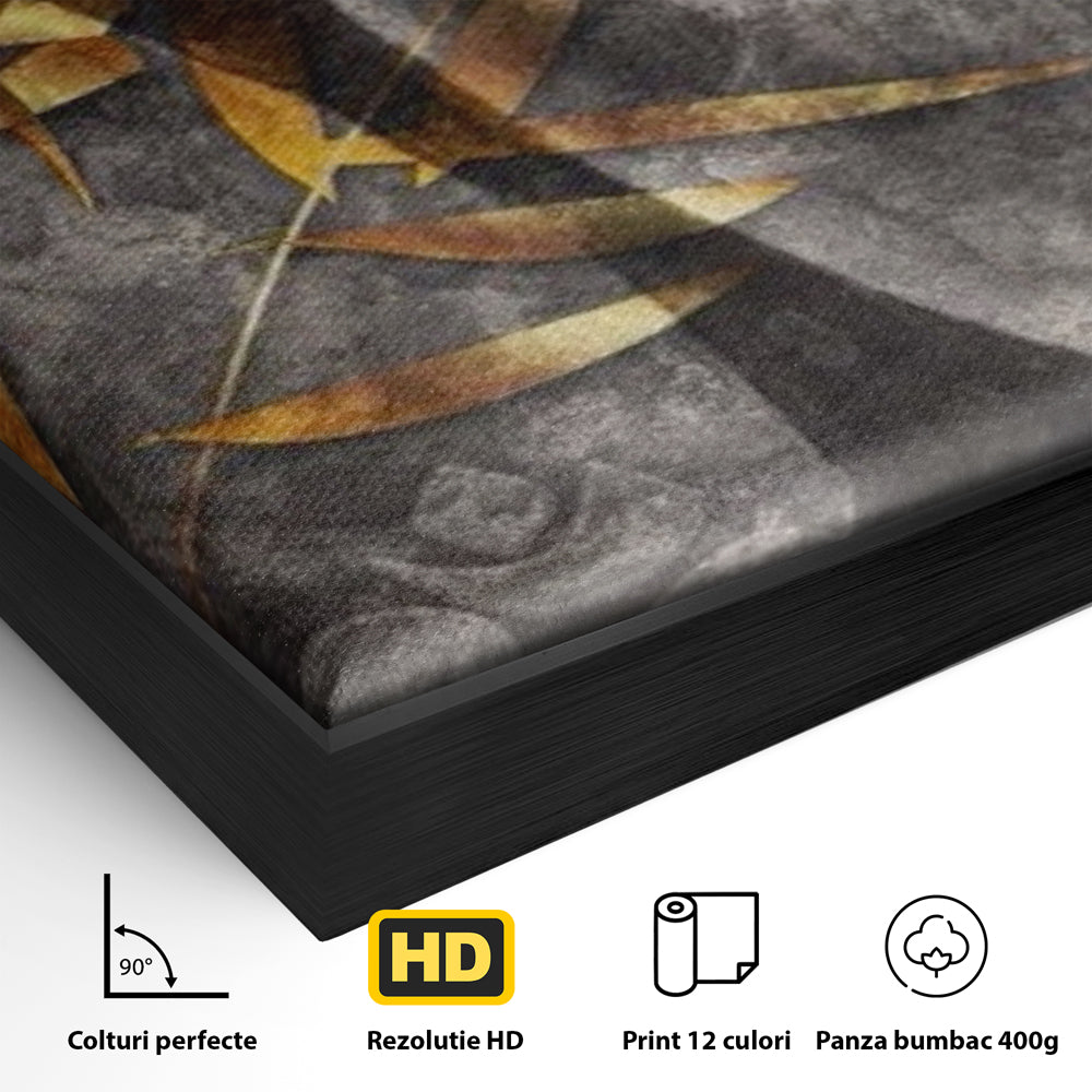 Tablou Canvas Premium LuxCanva® I115, Puterea Meditatiei, Zen, Iluminare, Pace Interioara, Spiritualitate, Liniste, Armonie, Vibratia OM, Frunze, Bambus