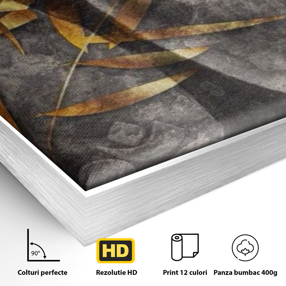 Tablou Canvas Premium LuxCanva® I115, Puterea Meditatiei, Zen, Iluminare, Pace Interioara, Spiritualitate, Liniste, Armonie, Vibratia OM, Frunze, Bambus