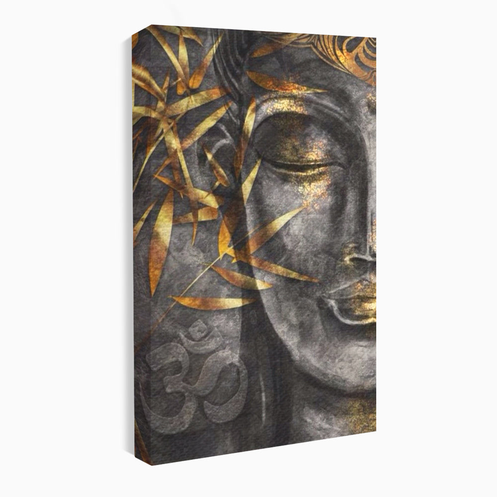 Tablou Canvas Premium LuxCanva® I115, Puterea Meditatiei, Zen, Iluminare, Pace Interioara, Spiritualitate, Liniste, Armonie, Vibratia OM, Frunze, Bambus