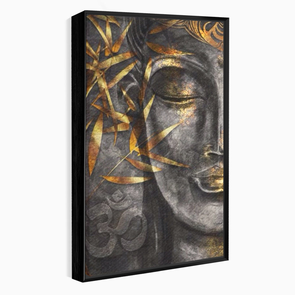 Tablou Canvas Premium LuxCanva® I115, Puterea Meditatiei, Zen, Iluminare, Pace Interioara, Spiritualitate, Liniste, Armonie, Vibratia OM, Frunze, Bambus