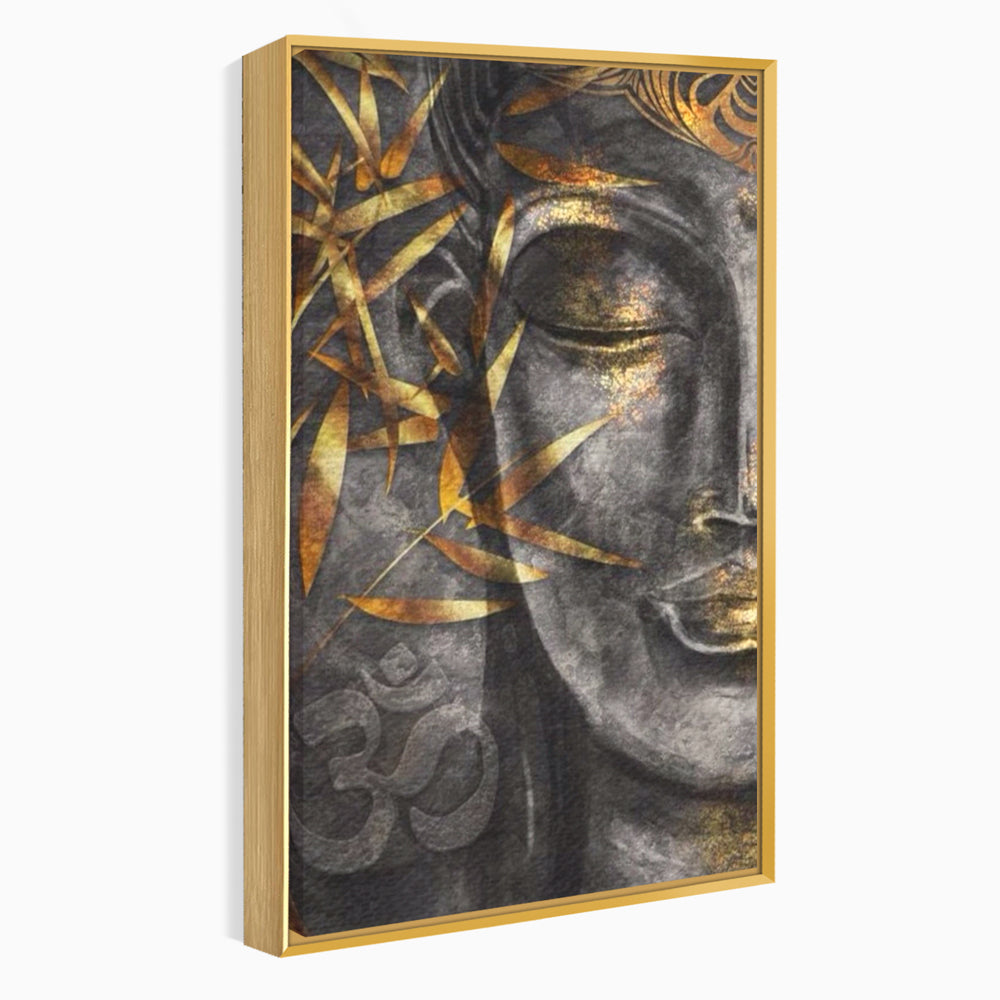 Tablou Canvas Premium LuxCanva® I115, Puterea Meditatiei, Zen, Iluminare, Pace Interioara, Spiritualitate, Liniste, Armonie, Vibratia OM, Frunze, Bambus