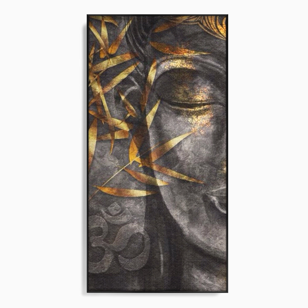 Tablou Canvas Premium LuxCanva® I115, Puterea Meditatiei, Zen, Iluminare, Pace Interioara, Spiritualitate, Liniste, Armonie, Vibratia OM, Frunze, Bambus