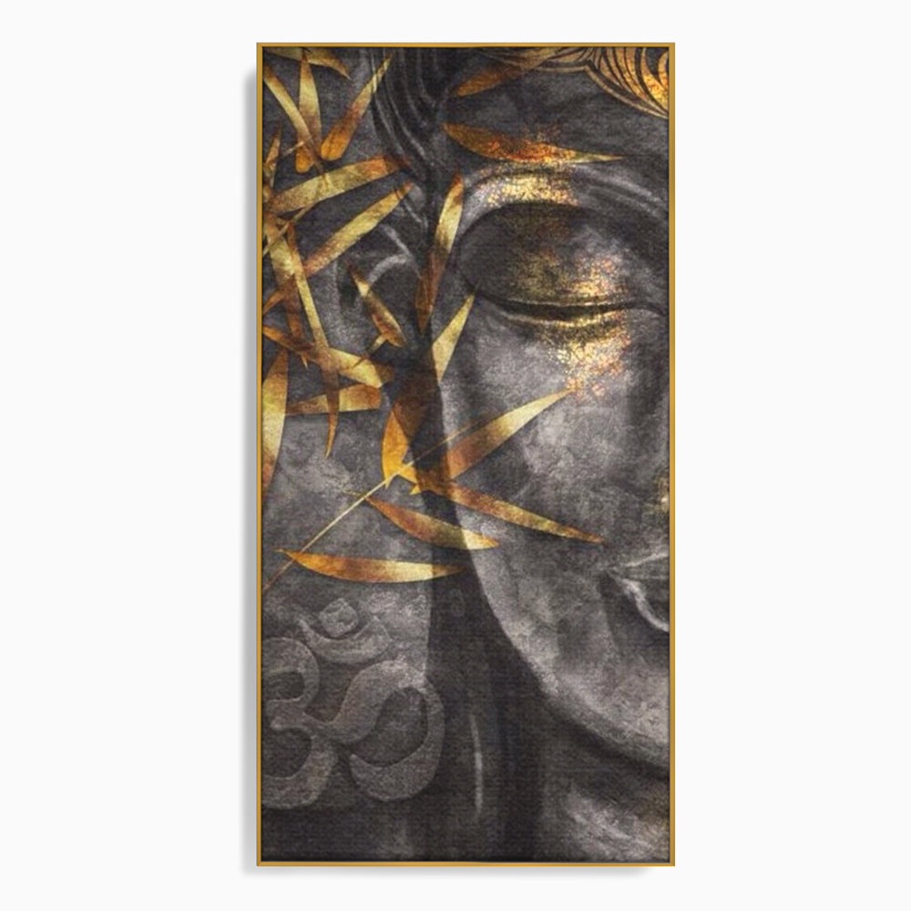 Tablou Canvas Premium LuxCanva® I115, Puterea Meditatiei, Zen, Iluminare, Pace Interioara, Spiritualitate, Liniste, Armonie, Vibratia OM, Frunze, Bambus