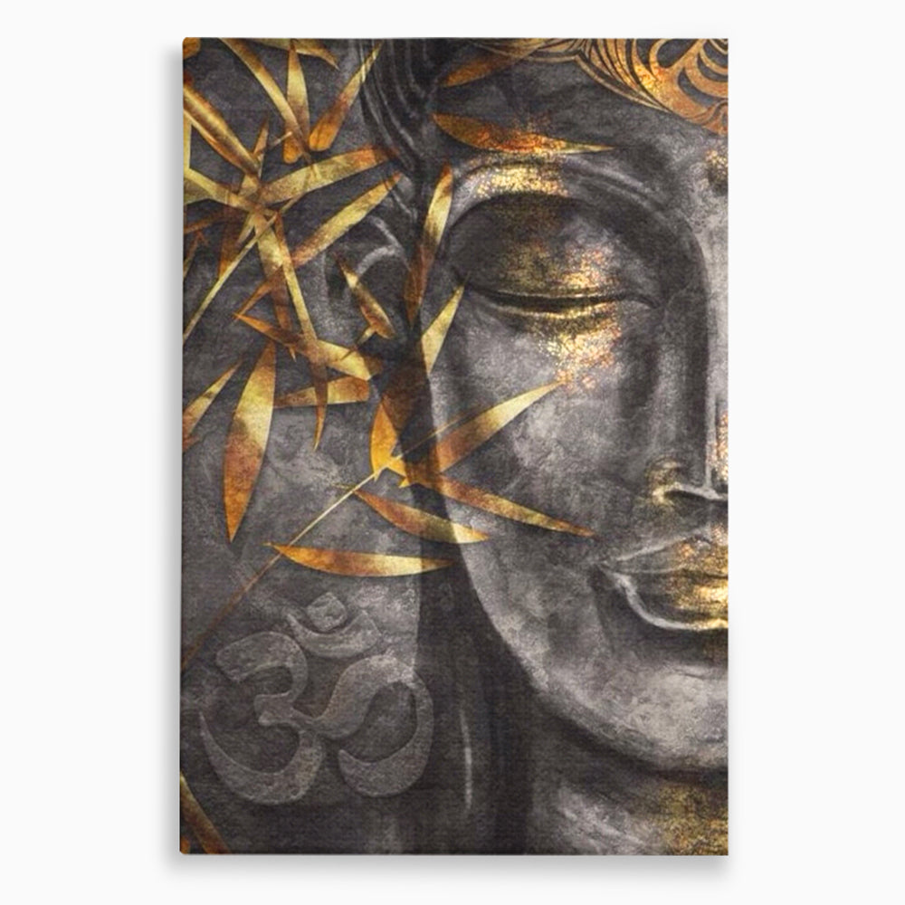 Tablou Canvas Premium LuxCanva® I115, Puterea Meditatiei, Zen, Iluminare, Pace Interioara, Spiritualitate, Liniste, Armonie, Vibratia OM, Frunze, Bambus