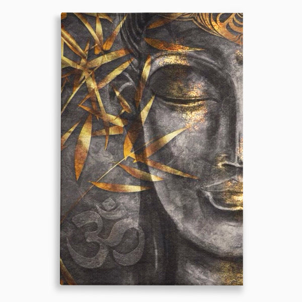 Tablou Canvas Premium LuxCanva® I115, Puterea Meditatiei, Zen, Iluminare, Pace Interioara, Spiritualitate, Liniste, Armonie, Vibratia OM, Frunze, Bambus