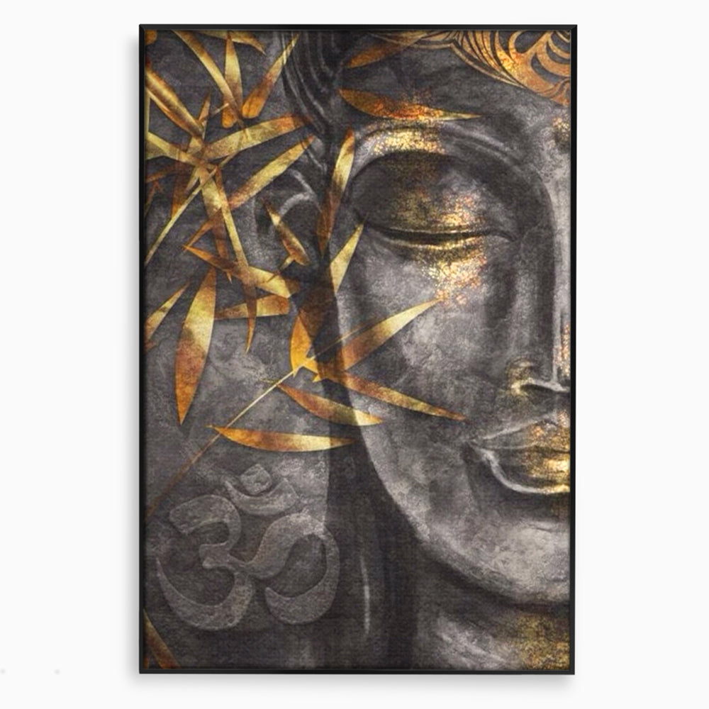 Tablou Canvas Premium LuxCanva® I115, Puterea Meditatiei, Zen, Iluminare, Pace Interioara, Spiritualitate, Liniste, Armonie, Vibratia OM, Frunze, Bambus