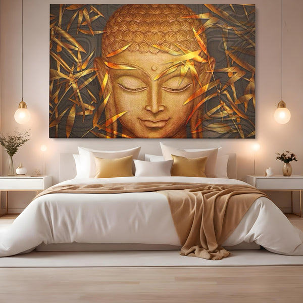 Leinwandbilder Premium LuxCanva® I116, Stille der Natur, Buddha, Zen, Ruhe, Innerer Frieden, Meditation, Spiritualität, Harmonie, Bambus, Blätter, Chip