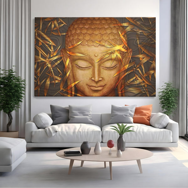 Leinwandbilder Premium LuxCanva® I116, Stille der Natur, Buddha, Zen, Ruhe, Innerer Frieden, Meditation, Spiritualität, Harmonie, Bambus, Blätter, Chip