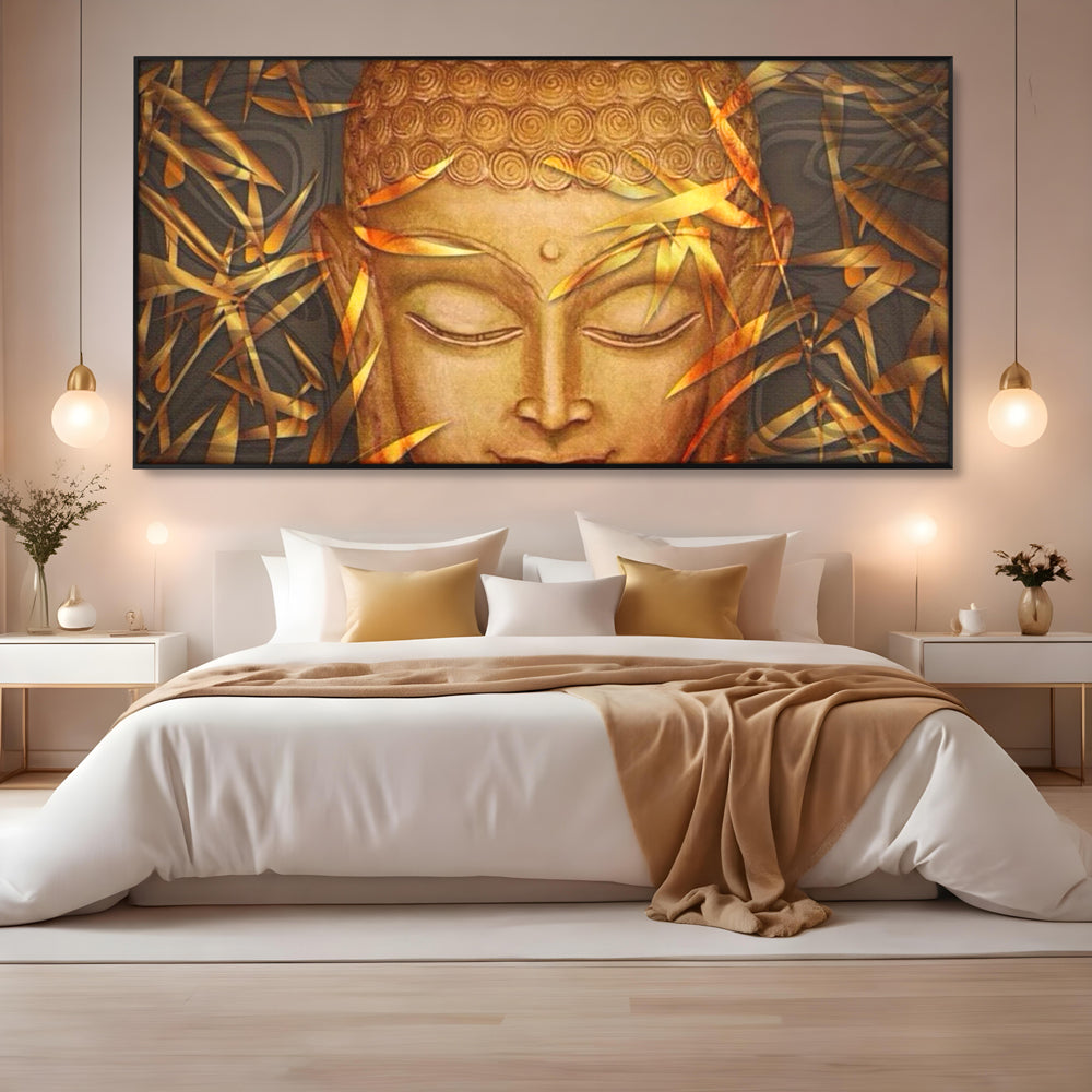 Leinwandbilder Premium LuxCanva® I116, Stille der Natur, Buddha, Zen, Ruhe, Innerer Frieden, Meditation, Spiritualität, Harmonie, Bambus, Blätter, Chip