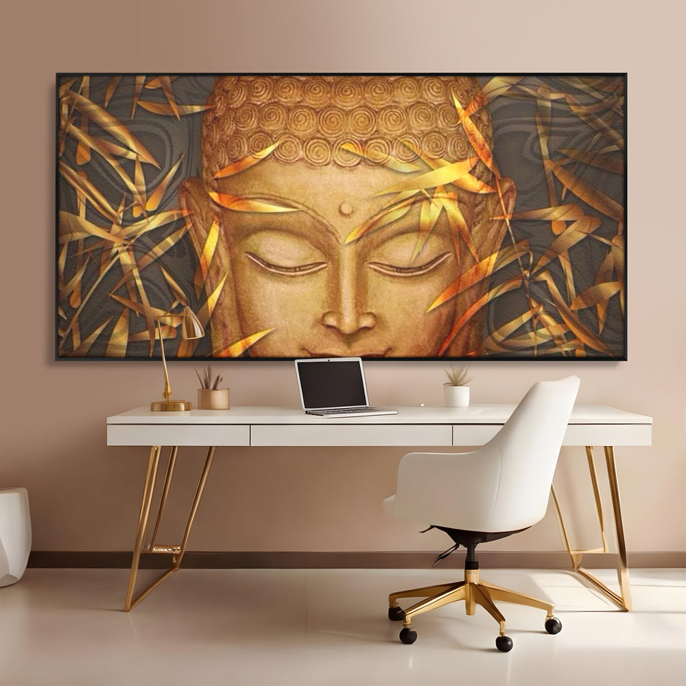 Leinwandbilder Premium LuxCanva® I116, Stille der Natur, Buddha, Zen, Ruhe, Innerer Frieden, Meditation, Spiritualität, Harmonie, Bambus, Blätter, Chip