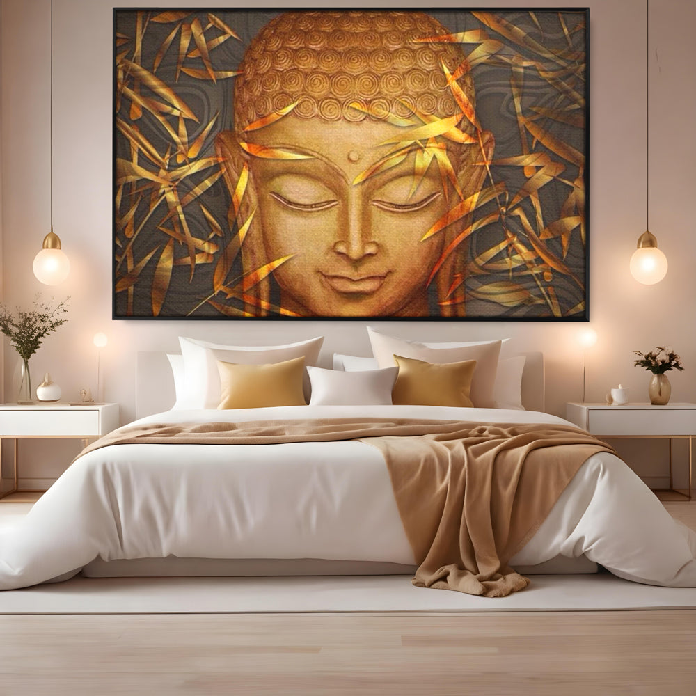 Leinwandbilder Premium LuxCanva® I116, Stille der Natur, Buddha, Zen, Ruhe, Innerer Frieden, Meditation, Spiritualität, Harmonie, Bambus, Blätter, Chip