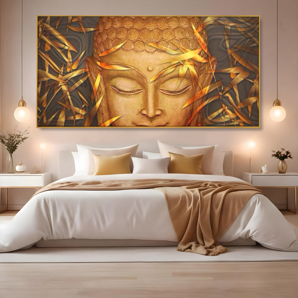 Leinwandbilder Premium LuxCanva® I116, Stille der Natur, Buddha, Zen, Ruhe, Innerer Frieden, Meditation, Spiritualität, Harmonie, Bambus, Blätter, Chip
