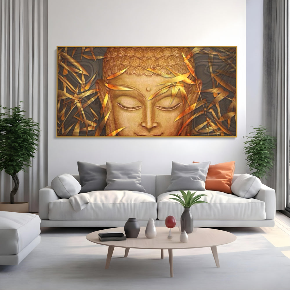 Leinwandbilder Premium LuxCanva® I116, Stille der Natur, Buddha, Zen, Ruhe, Innerer Frieden, Meditation, Spiritualität, Harmonie, Bambus, Blätter, Chip