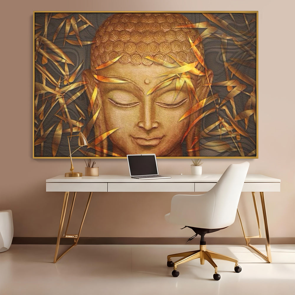Leinwandbilder Premium LuxCanva® I116, Stille der Natur, Buddha, Zen, Ruhe, Innerer Frieden, Meditation, Spiritualität, Harmonie, Bambus, Blätter, Chip