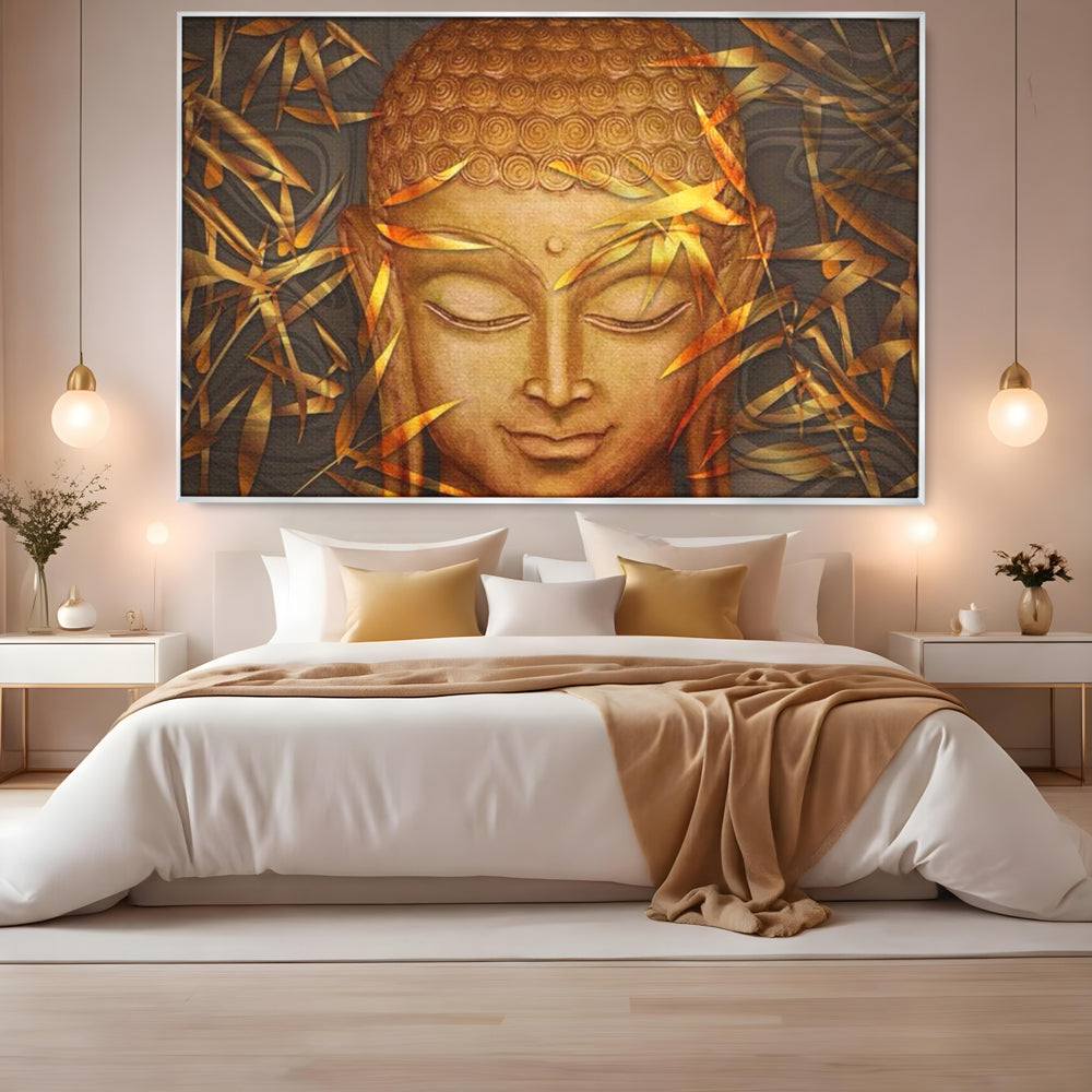 Leinwandbilder Premium LuxCanva® I116, Stille der Natur, Buddha, Zen, Ruhe, Innerer Frieden, Meditation, Spiritualität, Harmonie, Bambus, Blätter, Chip