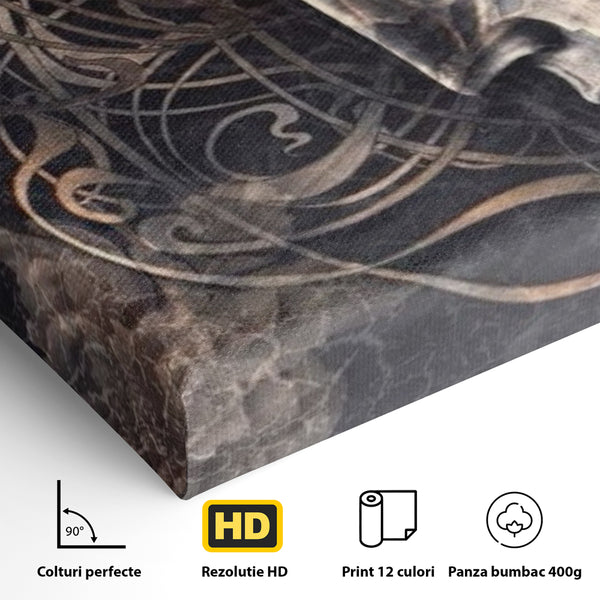 Tablou Canvas Premium LuxCanva® I117, Ganduri din Piatra, Buddha, Echilibru, Meditatie, Zen, Frunze, Ritual, Sacralitate, Fum, Esenta, Armonie, Timp
