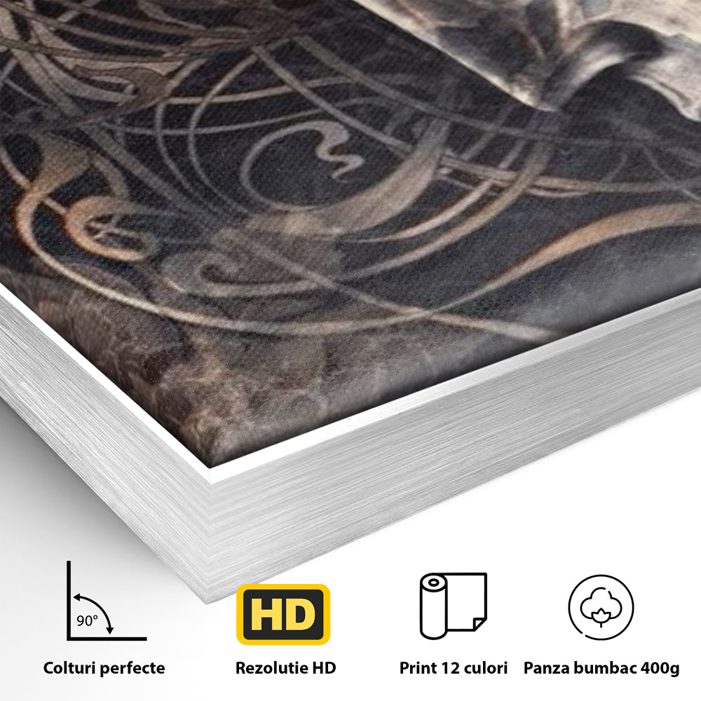 Tablou Canvas Premium LuxCanva® I117, Ganduri din Piatra, Buddha, Echilibru, Meditatie, Zen, Frunze, Ritual, Sacralitate, Fum, Esenta, Armonie, Timp