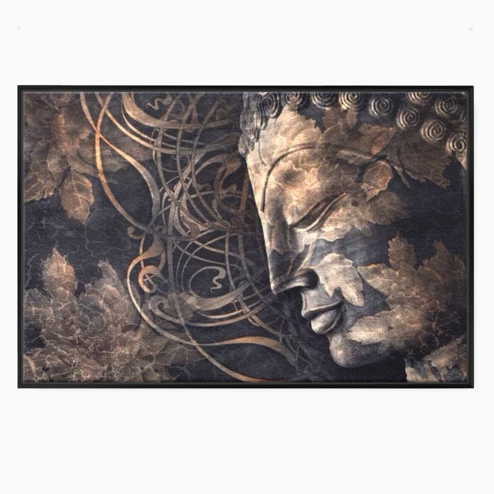 Tablou Canvas Premium LuxCanva® I117, Ganduri din Piatra, Buddha, Echilibru, Meditatie, Zen, Frunze, Ritual, Sacralitate, Fum, Esenta, Armonie, Timp