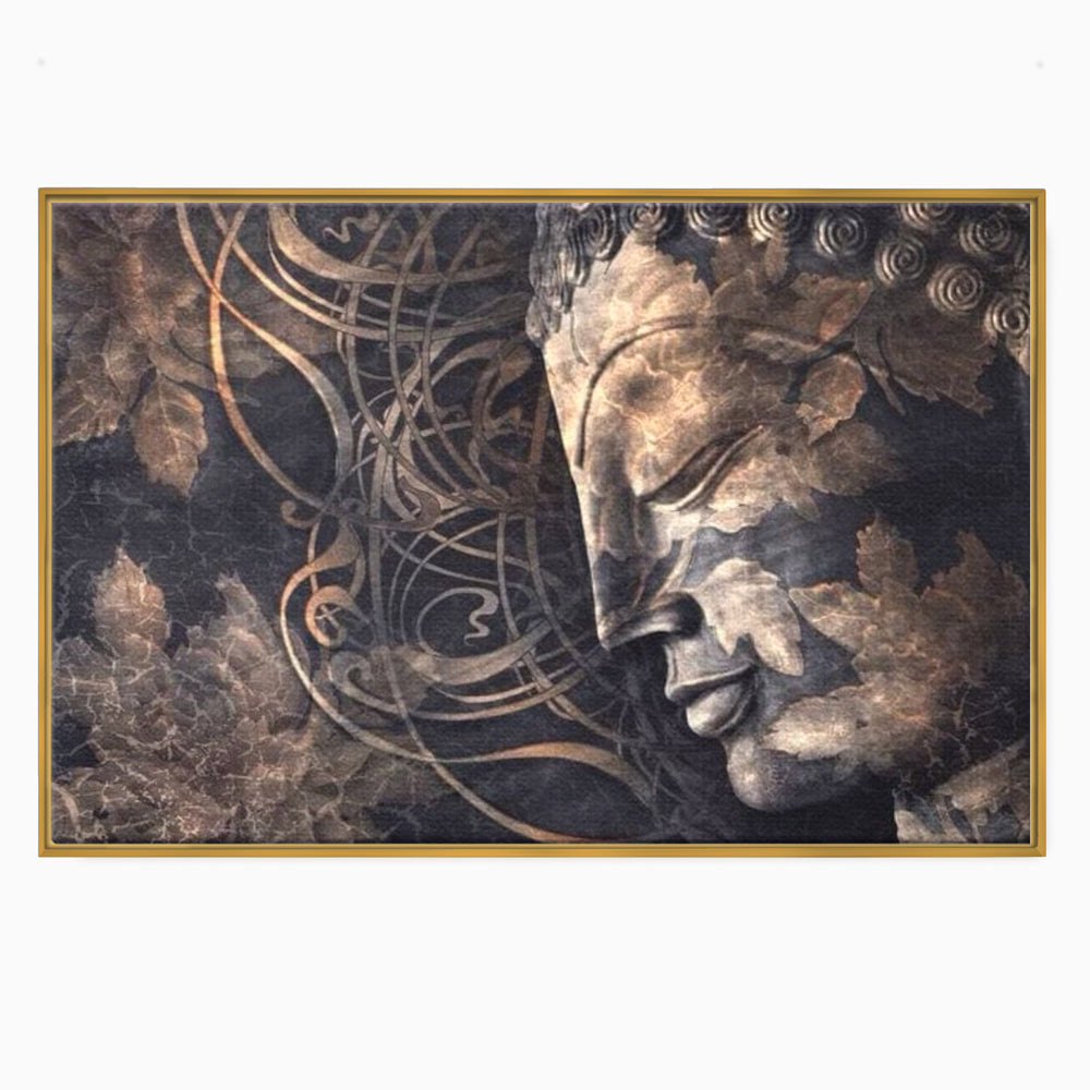 Tablou Canvas Premium LuxCanva® I117, Ganduri din Piatra, Buddha, Echilibru, Meditatie, Zen, Frunze, Ritual, Sacralitate, Fum, Esenta, Armonie, Timp