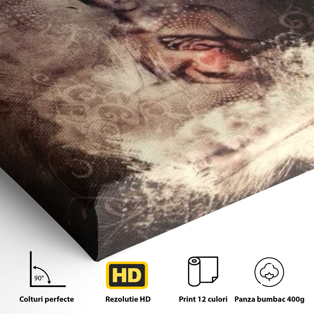 LuxCanva Premium-Leinwandkunst® I119, Kosmisches Wesen, Buddha, Herz, Erleuchtung, Erleuchtung, Transzendenz, Innerer Frieden, Essenz, Universum, Spiritualität, Zen