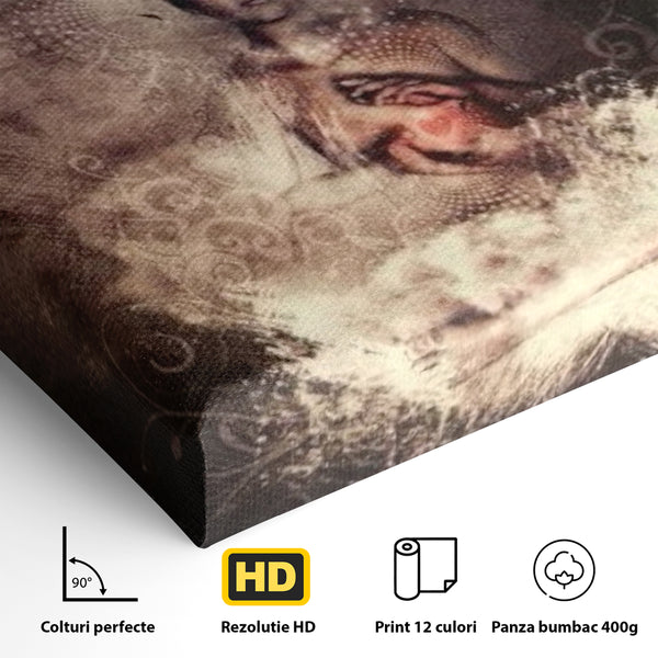 LuxCanva Premium-Leinwandkunst® I119, Kosmisches Wesen, Buddha, Herz, Erleuchtung, Erleuchtung, Transzendenz, Innerer Frieden, Essenz, Universum, Spiritualität, Zen
