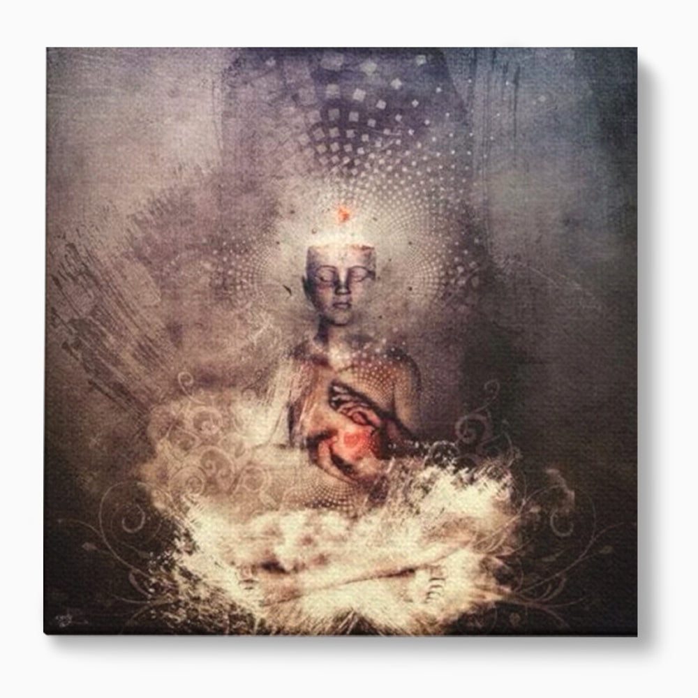 LuxCanva Premium-Leinwandkunst® I119, Kosmisches Wesen, Buddha, Herz, Erleuchtung, Erleuchtung, Transzendenz, Innerer Frieden, Essenz, Universum, Spiritualität, Zen