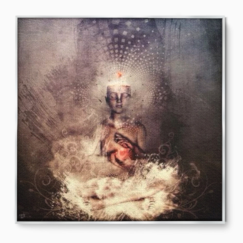 LuxCanva Premium-Leinwandkunst® I119, Kosmisches Wesen, Buddha, Herz, Erleuchtung, Erleuchtung, Transzendenz, Innerer Frieden, Essenz, Universum, Spiritualität, Zen