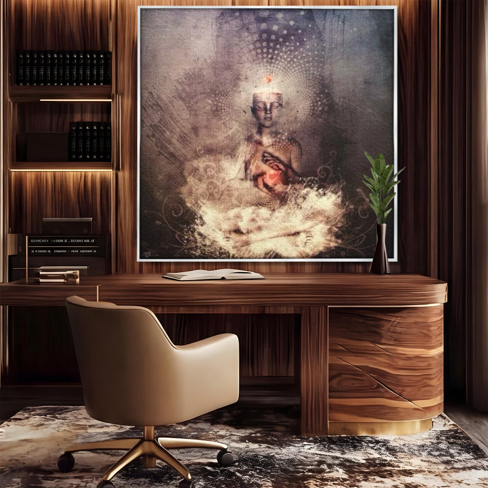 LuxCanva Premium-Leinwandkunst® I119, Kosmisches Wesen, Buddha, Herz, Erleuchtung, Erleuchtung, Transzendenz, Innerer Frieden, Essenz, Universum, Spiritualität, Zen