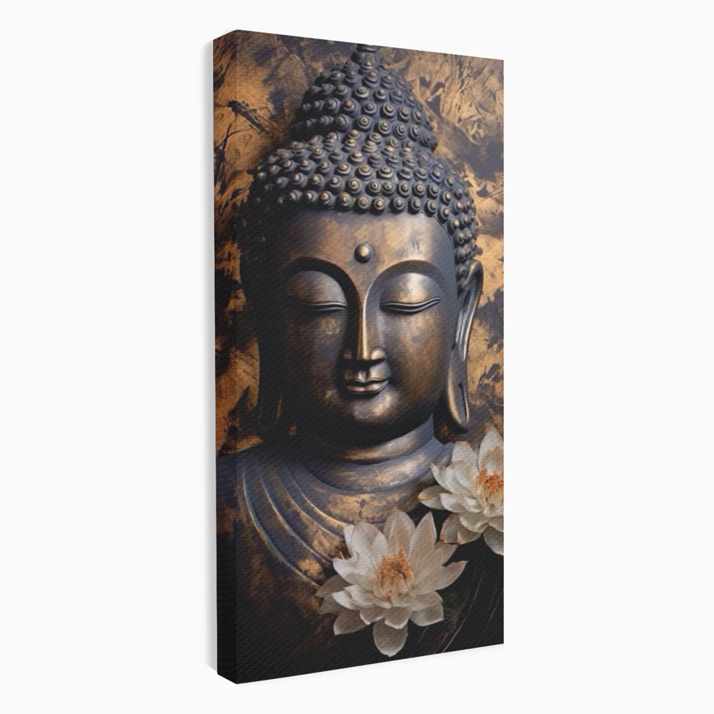 Tablou Canvas Premium LuxCanva® I125, Spiritul Pacii, Buddha, Zen, Meditatie, Spiritualitate, Armonie, Pace Interioara, Echilibru, Lotus, Flori, Urna, Living, Dormitor