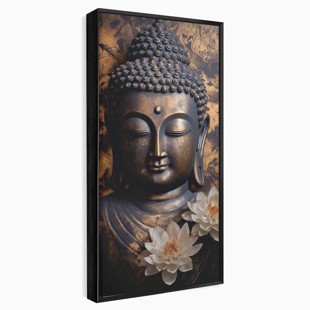 Tablou Canvas Premium LuxCanva® I125, Spiritul Pacii, Buddha, Zen, Meditatie, Spiritualitate, Armonie, Pace Interioara, Echilibru, Lotus, Flori, Urna, Living, Dormitor