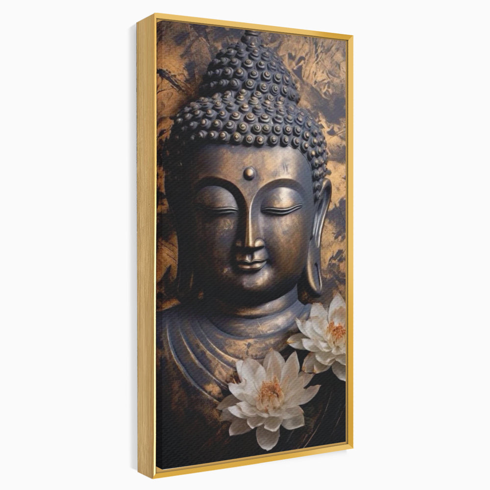 Tablou Canvas Premium LuxCanva® I125, Spiritul Pacii, Buddha, Zen, Meditatie, Spiritualitate, Armonie, Pace Interioara, Echilibru, Lotus, Flori, Urna, Living, Dormitor