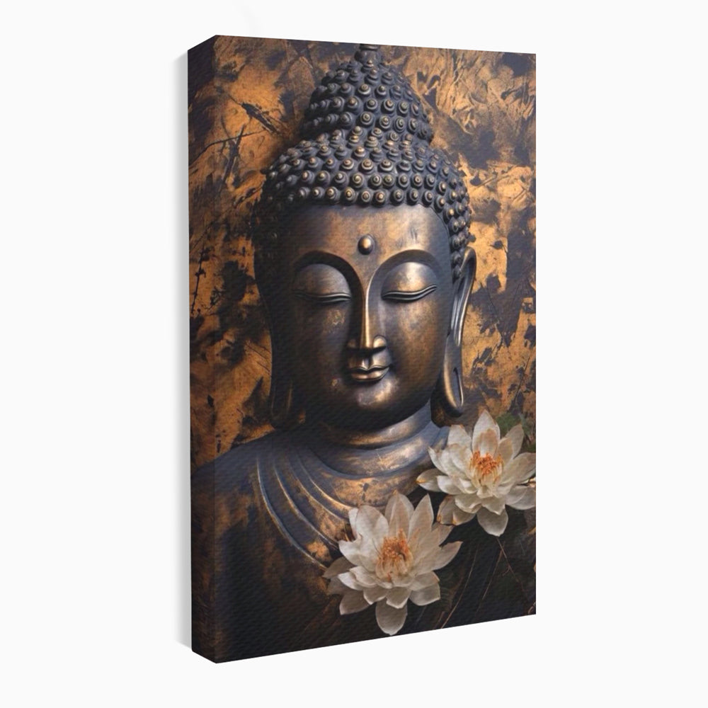 Tablou Canvas Premium LuxCanva® I125, Spiritul Pacii, Buddha, Zen, Meditatie, Spiritualitate, Armonie, Pace Interioara, Echilibru, Lotus, Flori, Urna, Living, Dormitor