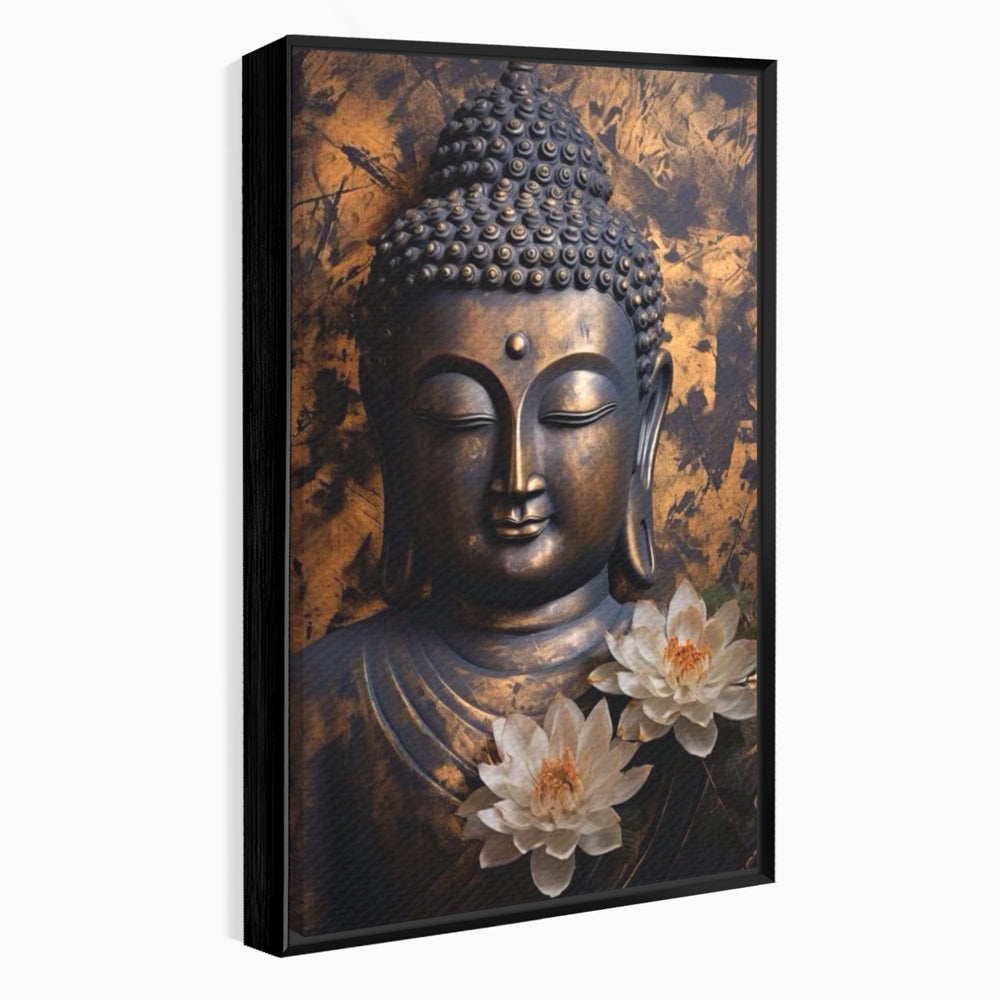 Tablou Canvas Premium LuxCanva® I125, Spiritul Pacii, Buddha, Zen, Meditatie, Spiritualitate, Armonie, Pace Interioara, Echilibru, Lotus, Flori, Urna, Living, Dormitor