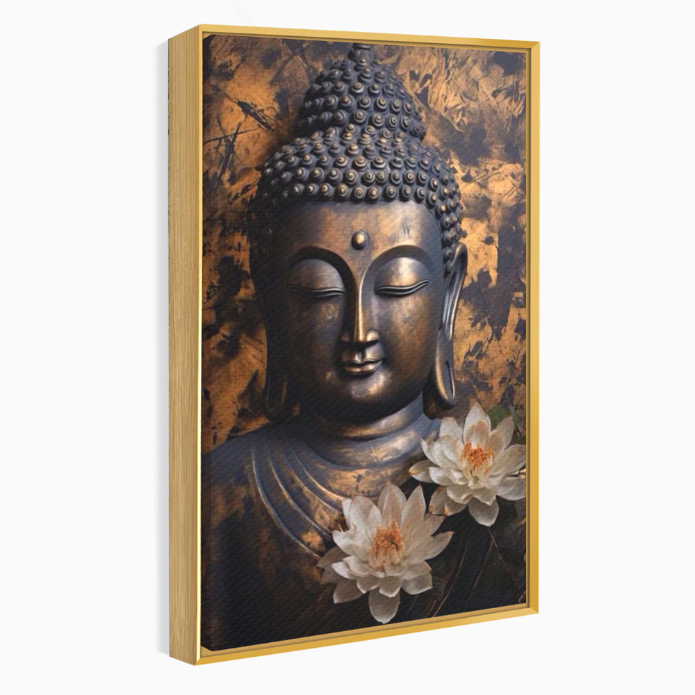 Tablou Canvas Premium LuxCanva® I125, Spiritul Pacii, Buddha, Zen, Meditatie, Spiritualitate, Armonie, Pace Interioara, Echilibru, Lotus, Flori, Urna, Living, Dormitor