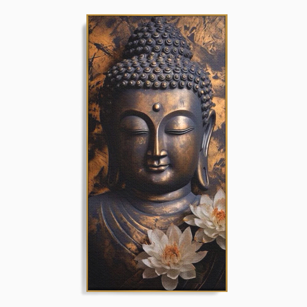 Tablou Canvas Premium LuxCanva® I125, Spiritul Pacii, Buddha, Zen, Meditatie, Spiritualitate, Armonie, Pace Interioara, Echilibru, Lotus, Flori, Urna, Living, Dormitor