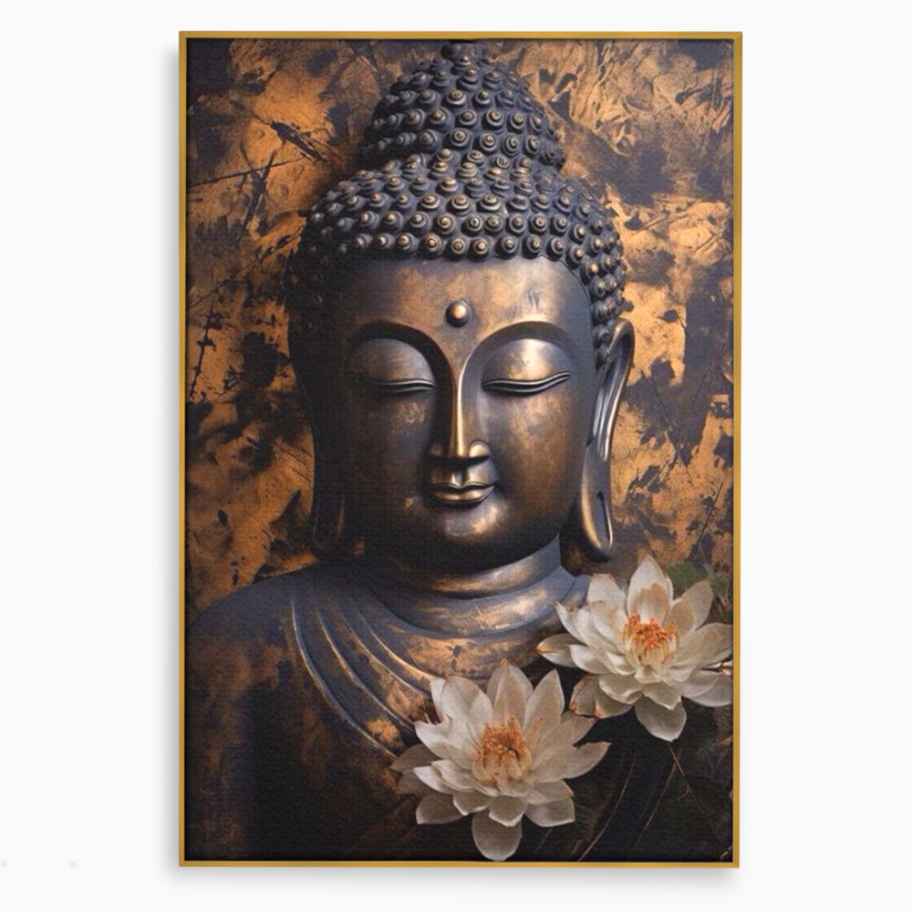 Tablou Canvas Premium LuxCanva® I125, Spiritul Pacii, Buddha, Zen, Meditatie, Spiritualitate, Armonie, Pace Interioara, Echilibru, Lotus, Flori, Urna, Living, Dormitor